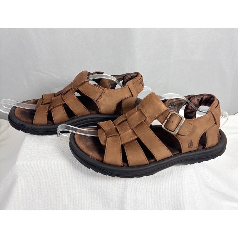 Teva Camden Brown Leather Fisherman Sandals Mens 9 Hiking Buckle 6507